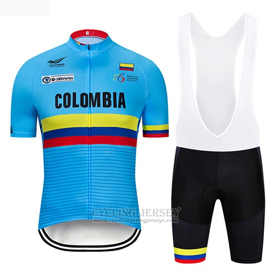 2019 Cycling Jersey Colombia Blue Short Sleeve and Bib Short